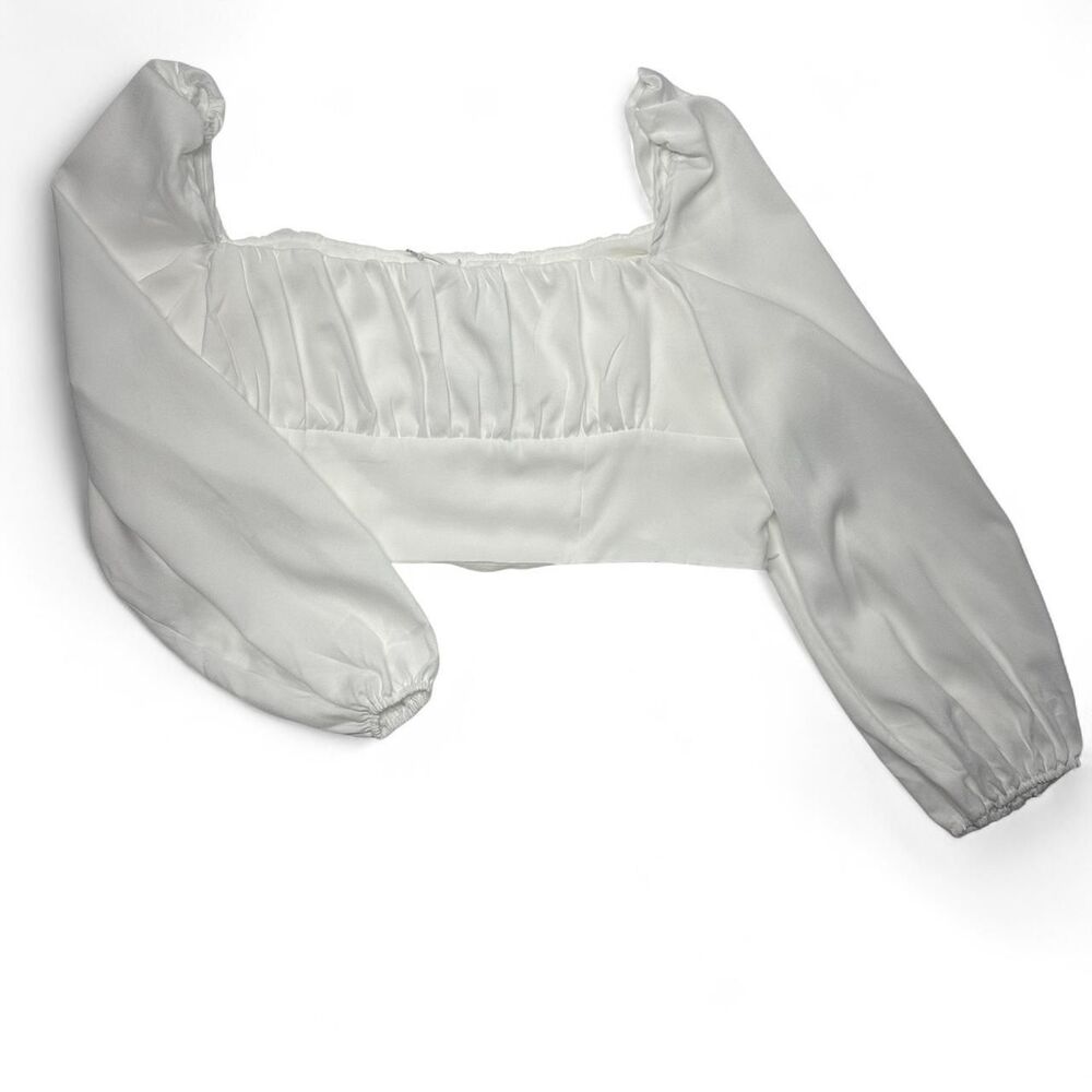Princess Polly Cropped White Balloon Sleeve Blouse | NWT | Size 20